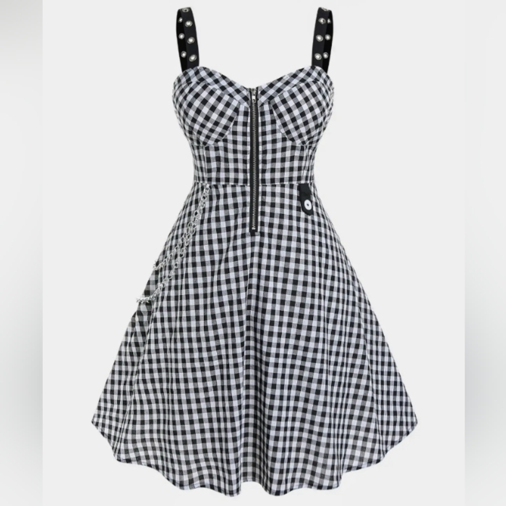 Rosegal women's dress plaid goth shoulder strap. Large